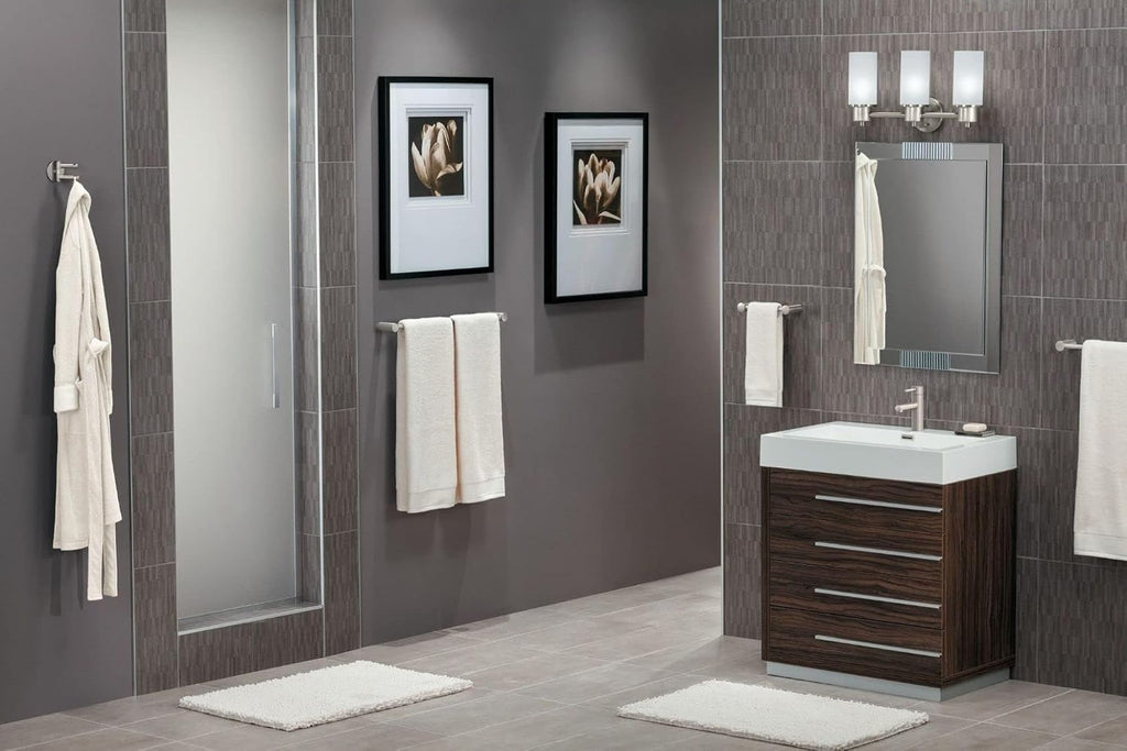 Moen Align Brushed Nickel Accessories Bundle Featuring Modern 24inch Bathroom Towel Bar, Robe Hook, Wall Mounted Double Post Pivoting Toilet Paper Holder, and 9inch Hand-Towel Bar
