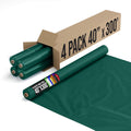 Exquisite Party Solids Dark Green Plastic Table Cover Roll 4 Pack 40' X 300' Table Cloth Plastic Cover Roll - Premium Quality Thick 0.5 MIL Banquet Rolls - Disposable Tablecloth Rolls