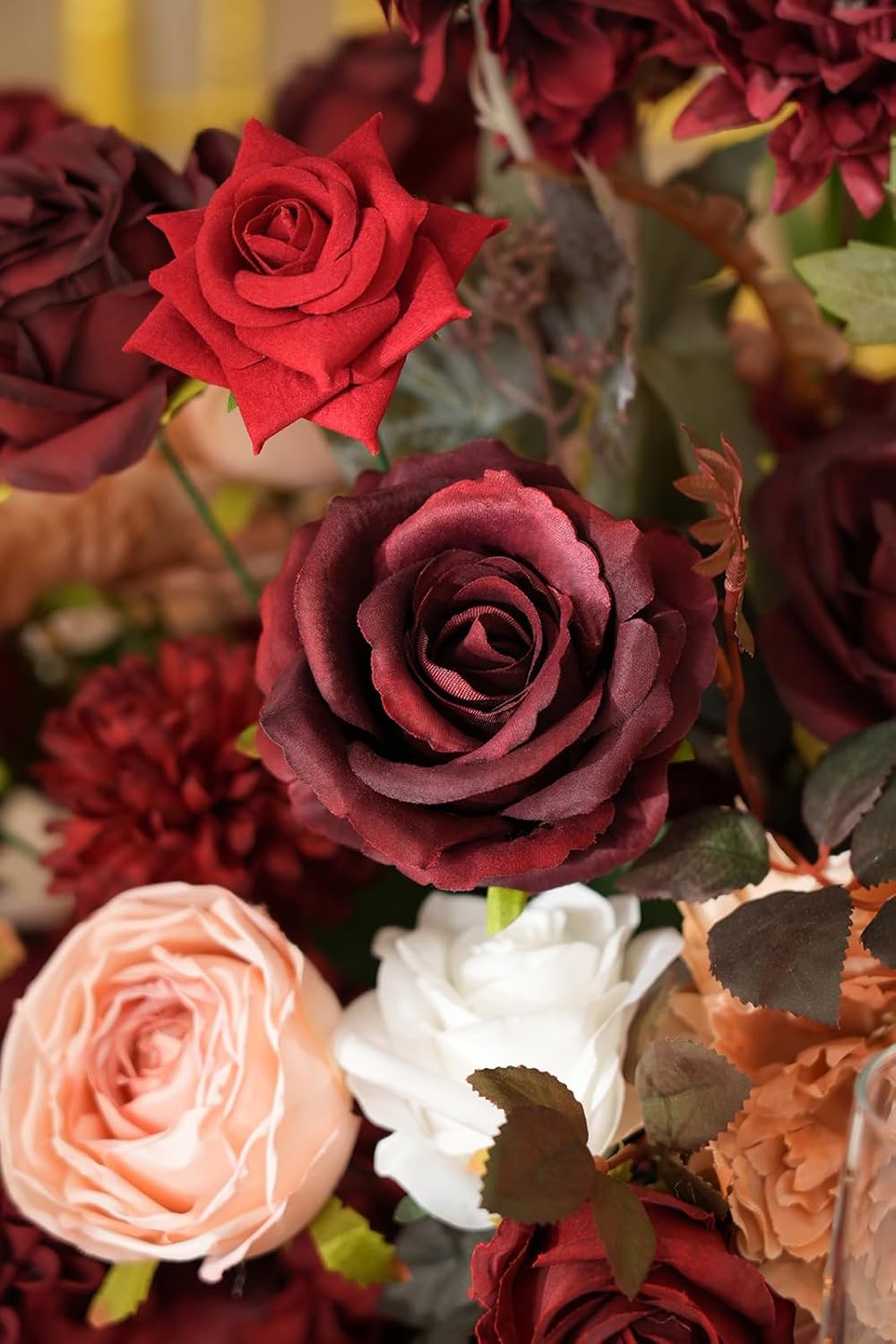 2pcs 19inch Burgundy Wine Red Free Standing Flowers Ball Bouquet Artificial Rose Arrangements Balls for Wedding Centerpieces Tables Chair Aisle Runner Flowers Decorations
