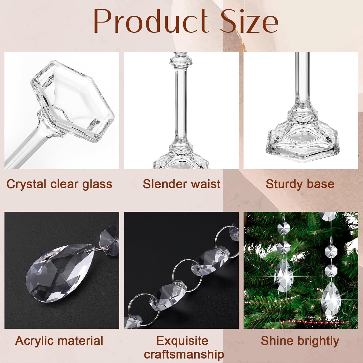12 Set Wedding Centerpieces for Tables 12 Glass Flower Stands for Wedding 12 Acrylic Crystal Strings 72 Acrylic Crystal Ornament Beads for Party Christmas Party Tabletop Decoration