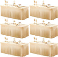 Shillance 6 Packs Champagne Spandex Tableclothes for 8 Foot Rectangle Table, Spandex Table Covers 8FT Stretch Table Skirts Wrinkle Free Fitted Table Cloth for Event, Wedding, Banquet & Parties