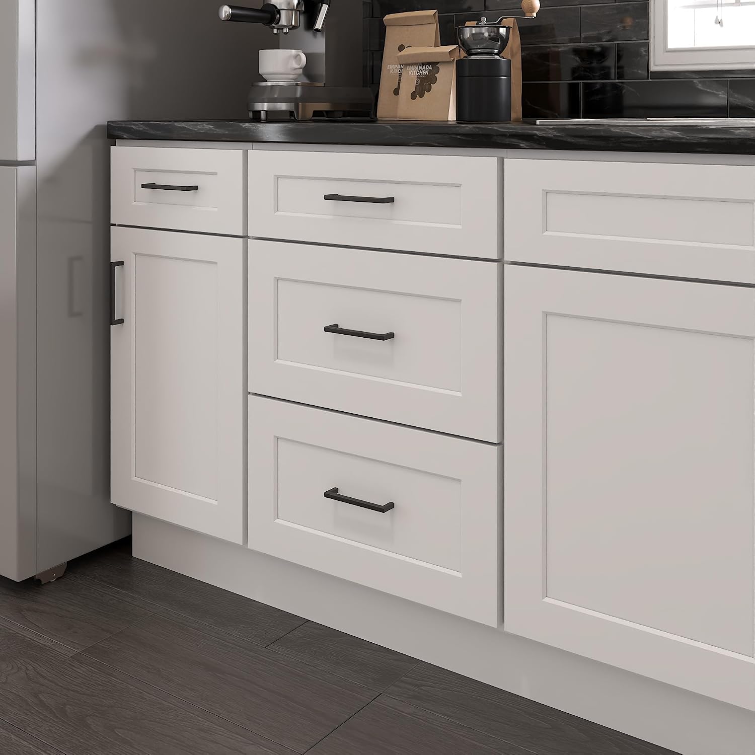 Furinno Shaker Drawer Base Kitchen Cabinet with 3-Drawers, Ready to Assemble, 24 D x 21 W x 34.5 H, White