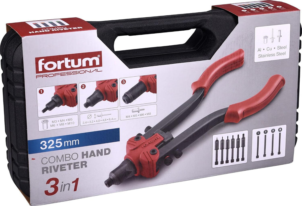 Combination Hand Riveter for Blind Rivet Screws M3-M8, Blind Rivets 2.4-6.4 mm & Thread Rivets M3-M10 I Rivet Nut Pliers for Rivet Nuts, Pop Rivets & Screw Rivets