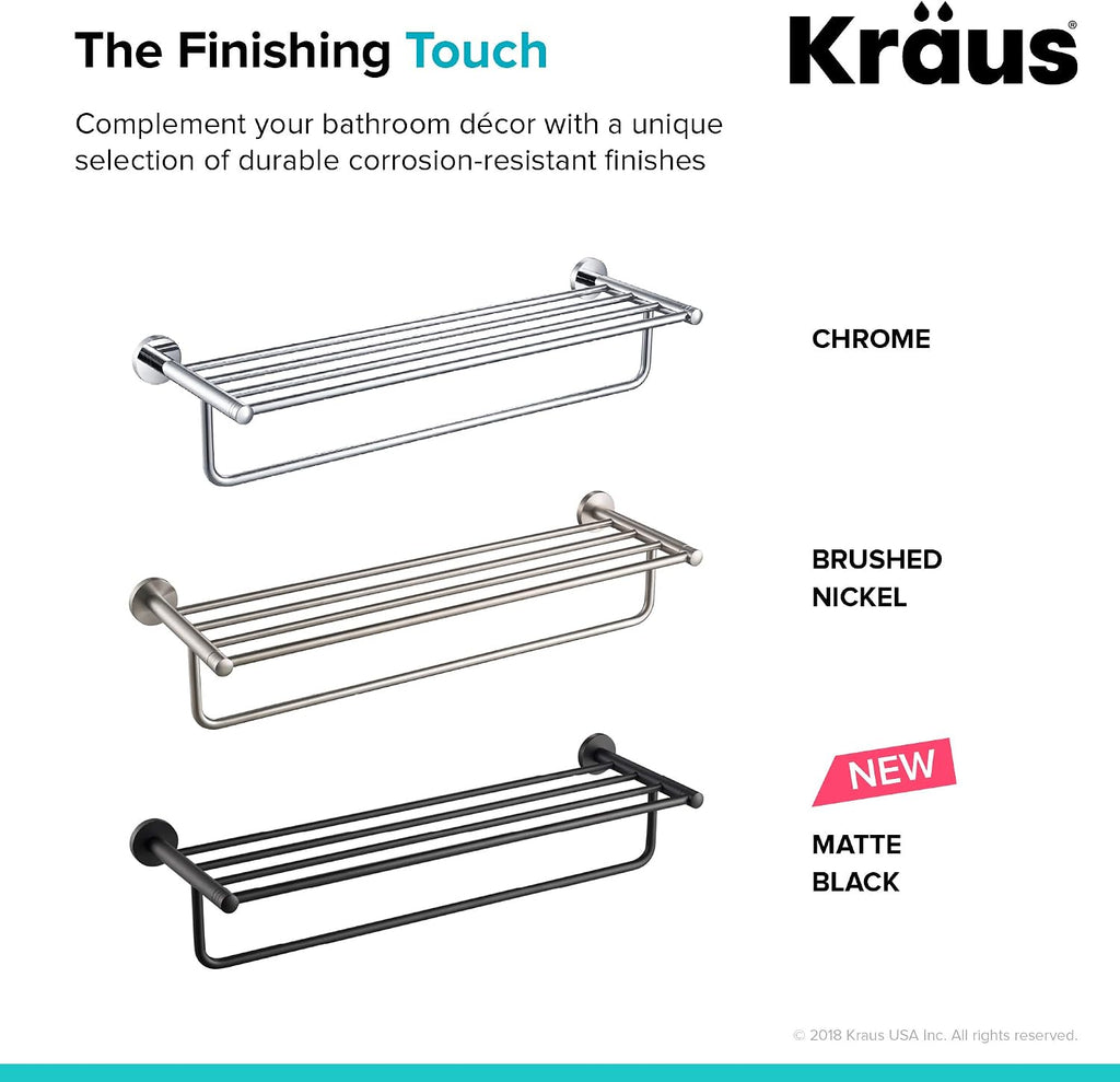 KRAUS Elie Bathroom Shelf with Towel Bar, Matte Black Finish, KEA-18842MB