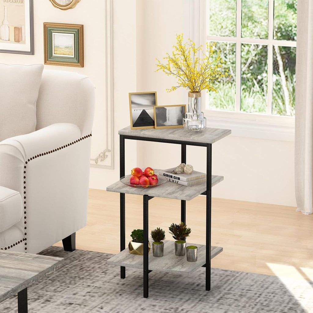 Lamerge Coffee Table Set of 3,Rectangle Coffee Table&2 Accent Table,Faux Marble Tabletop,3 Piece Living Room Table Sets with Multi Tier Storage, for Small Space, Apartment, Gray