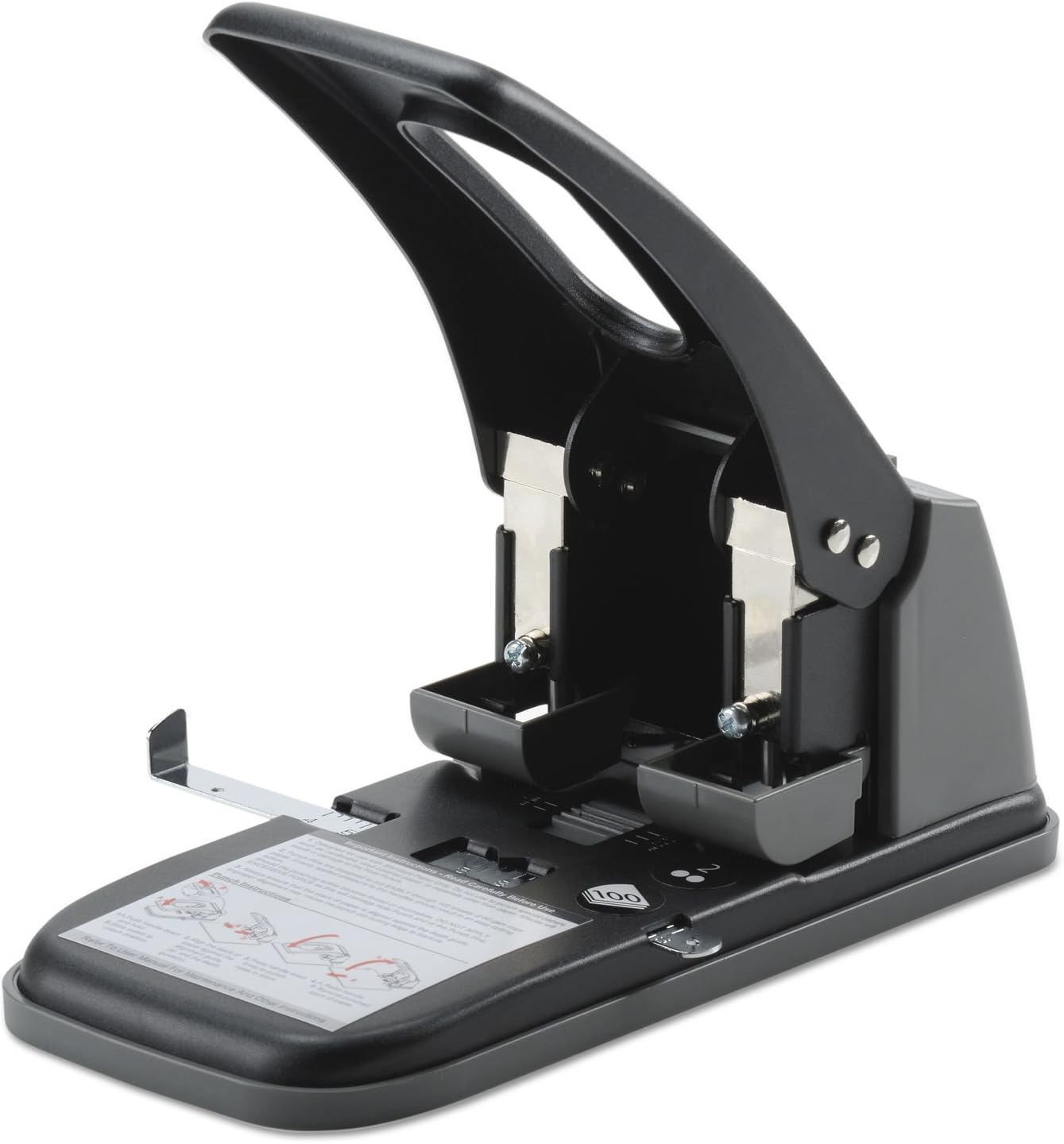 Swingline 2 Hole Punch, Hole Puncher, High Capacity, 100 Sheet Punch Capacity, Fixed Centers, Black (74190)