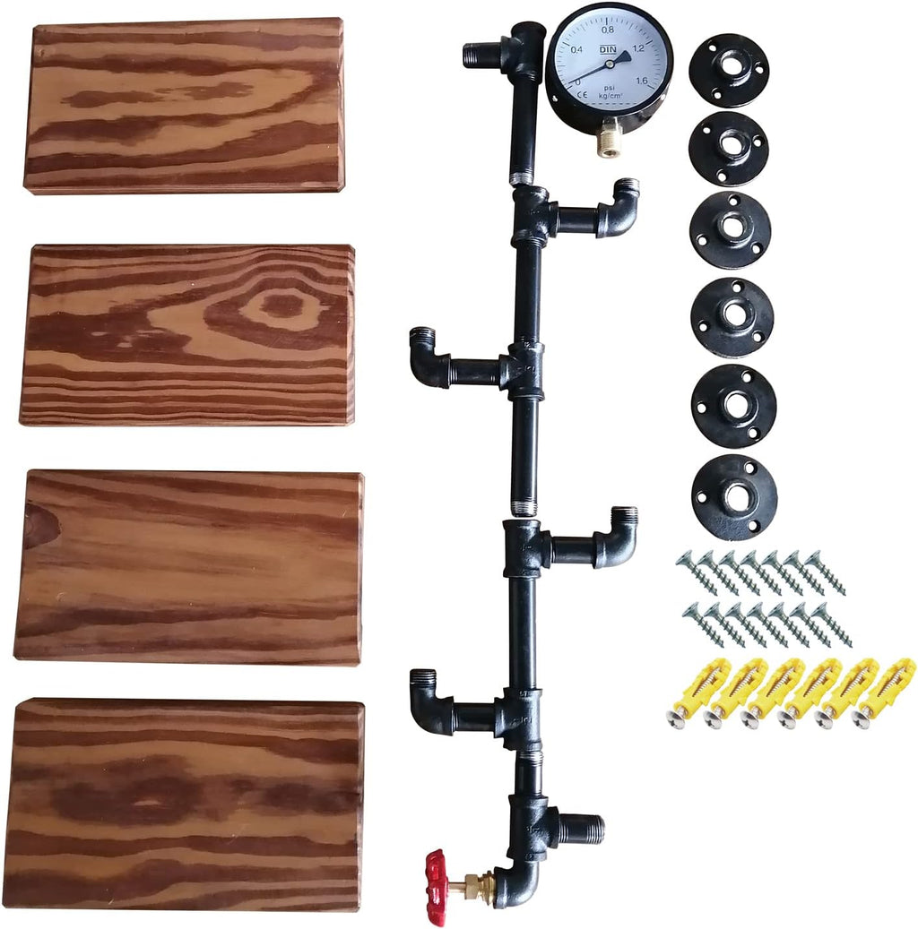 Black, Industrial Pipe Shelf Bracket, 4 Tiers Retro Wall Mounted Floating Shelf, Corner Floating Shelves Wall Mounted, Retro Rustic Industrial Shelf for Bar Kitchen Living Room