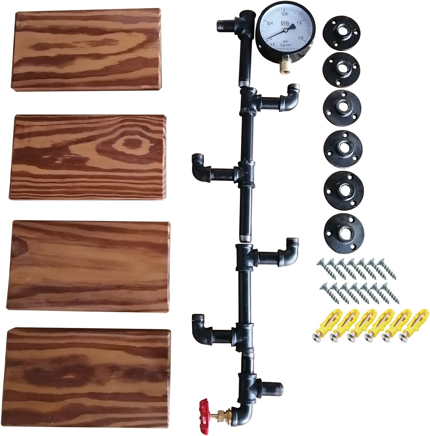 Black, Industrial Pipe Shelf Bracket, 4 Tiers Retro Wall Mounted Floating Shelf, Corner Floating Shelves Wall Mounted, Retro Rustic Industrial Shelf for Bar Kitchen Living Room