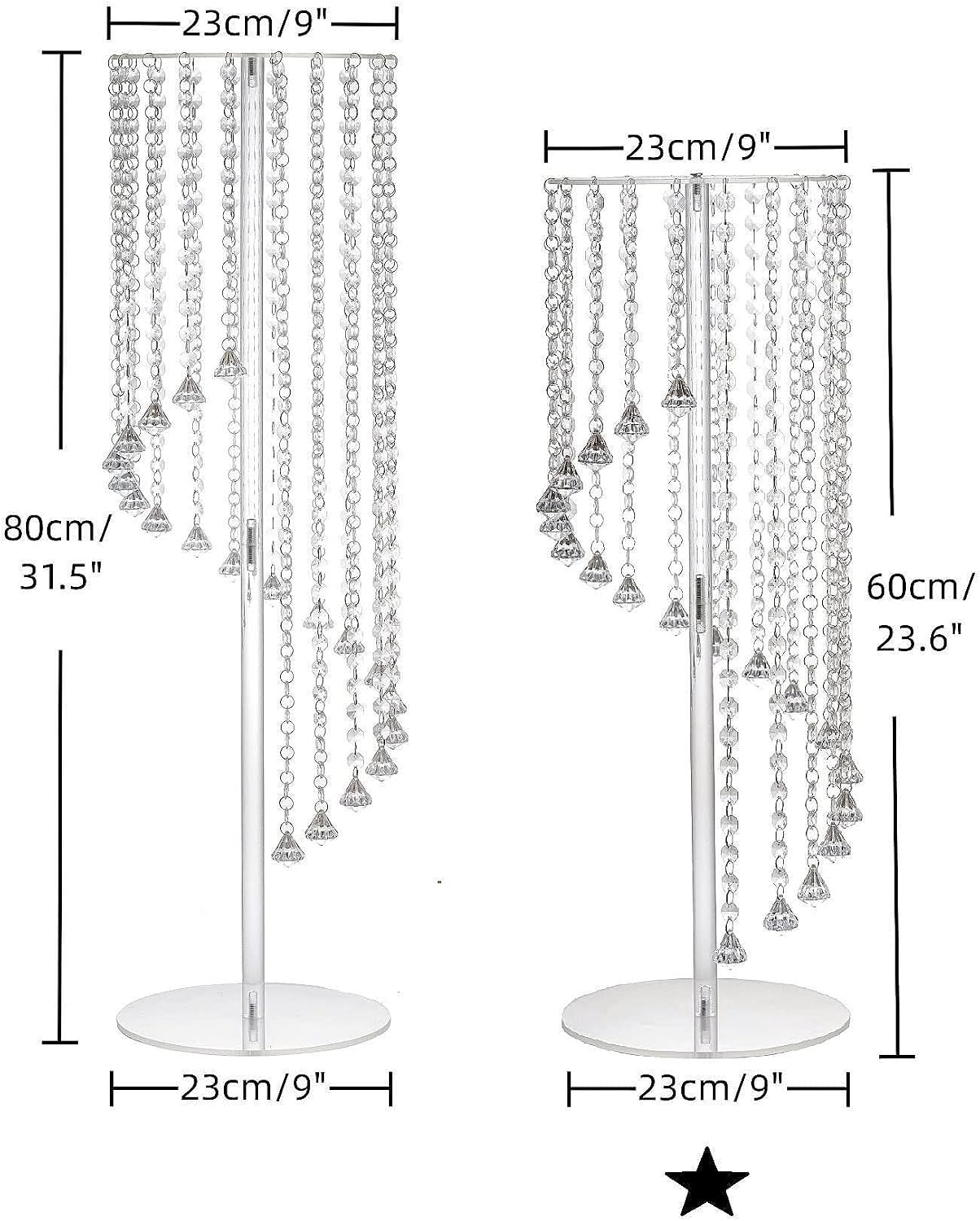 Wedding Centerpieces Decoration Flower Vase, Elegant Acrylic Crystal Stand -10 Pcs 23.6inch High Party Tables Decorations, Dining Table Chandelier Centerpiece Stands