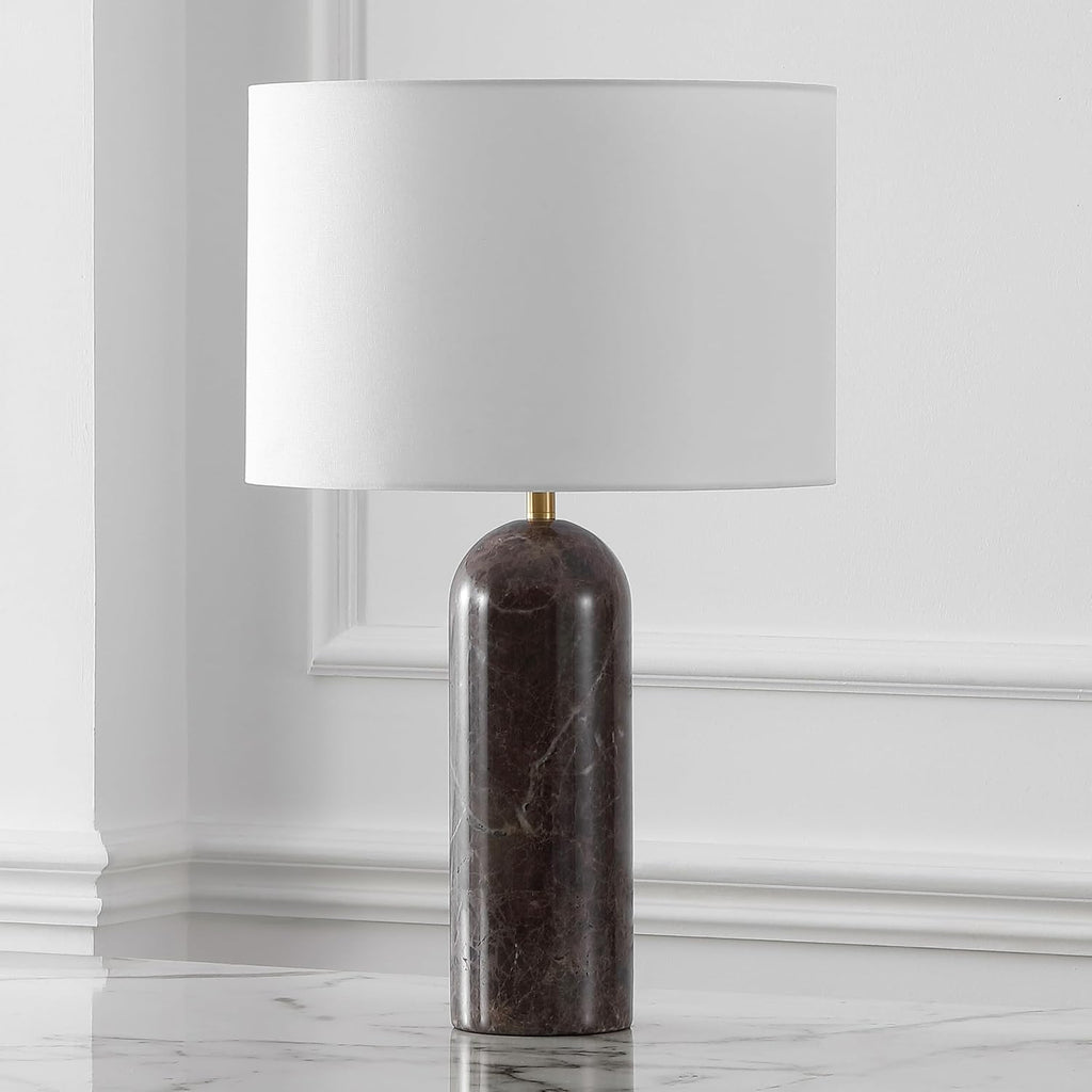 SAFAVIEH Couture Lighting Collection Kayabelle Dark Brown/White Marble 27-inch Dimmable Table Lamp for Bedroom Living Room Home Office Desk Nightstand (LED Bulb Included)