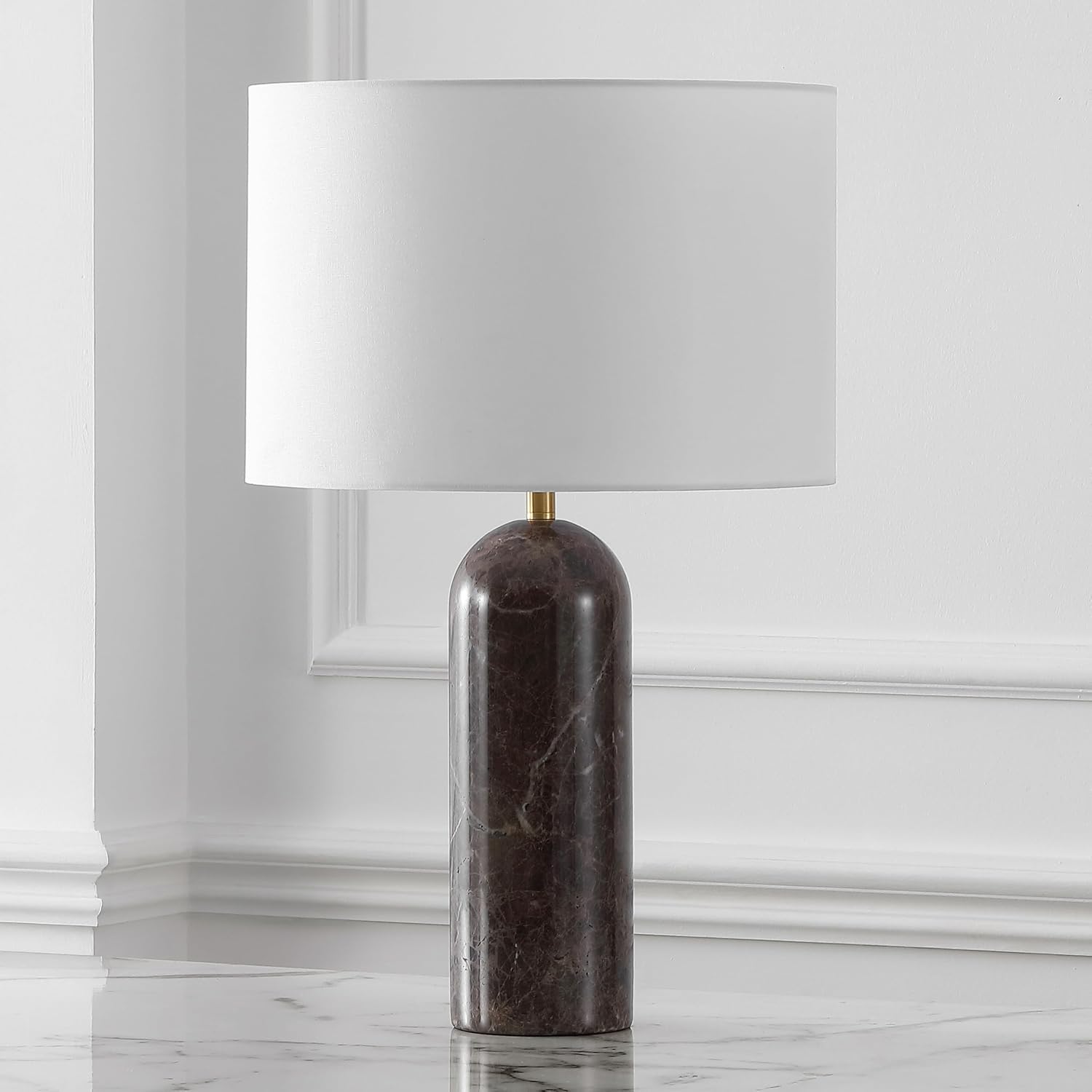 SAFAVIEH Couture Lighting Collection Kayabelle Dark Brown/White Marble 27-inch Dimmable Table Lamp for Bedroom Living Room Home Office Desk Nightstand (LED Bulb Included)