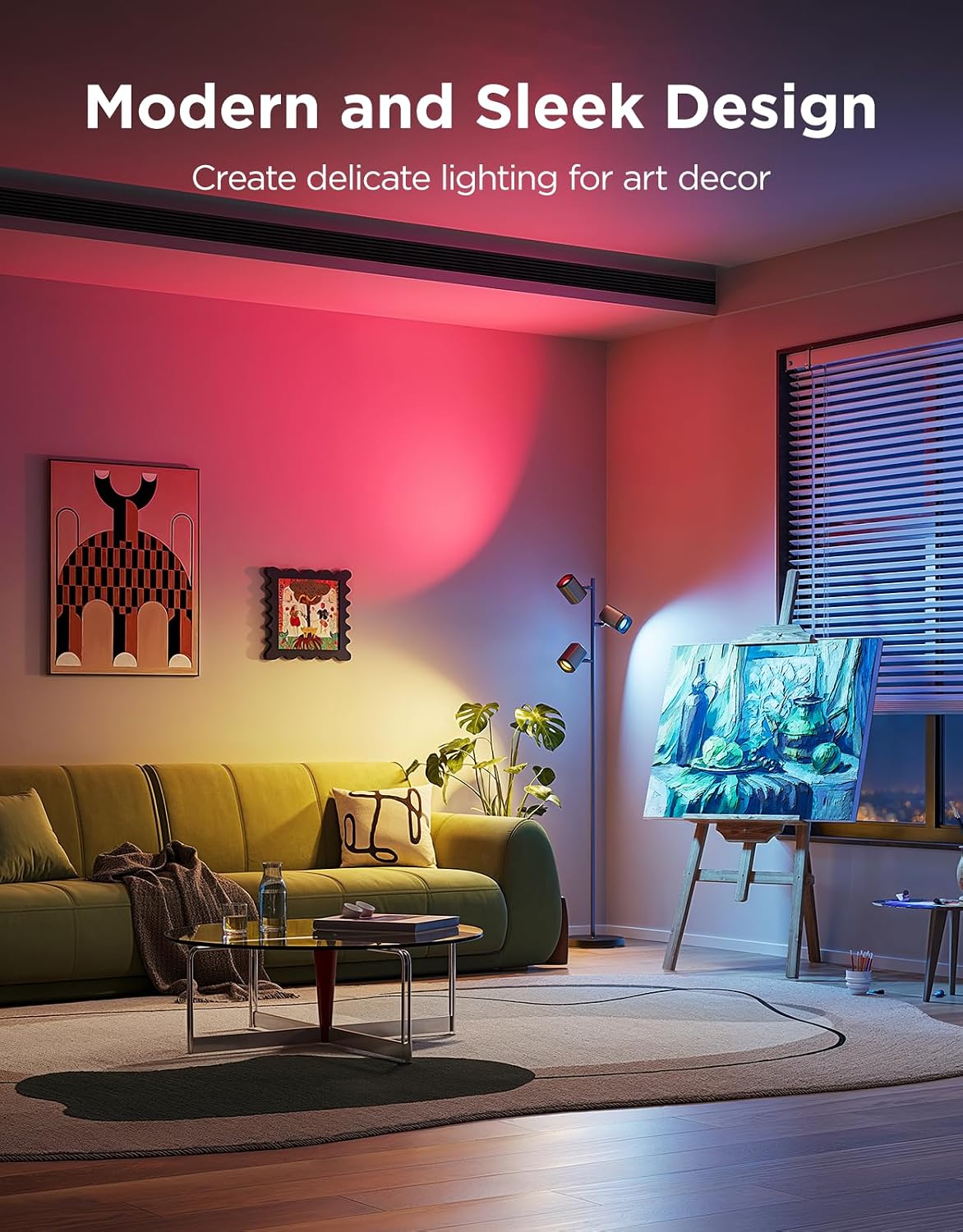 Govee Tree Floor Lamp Compatible with Matter, 3 Rotatable Lights with LuminBlend Technology, Standing Lamp with 64 Dynamic Scenes, Music Sync, Ideal Floor Lamp for Living Room, Bedroom, Office