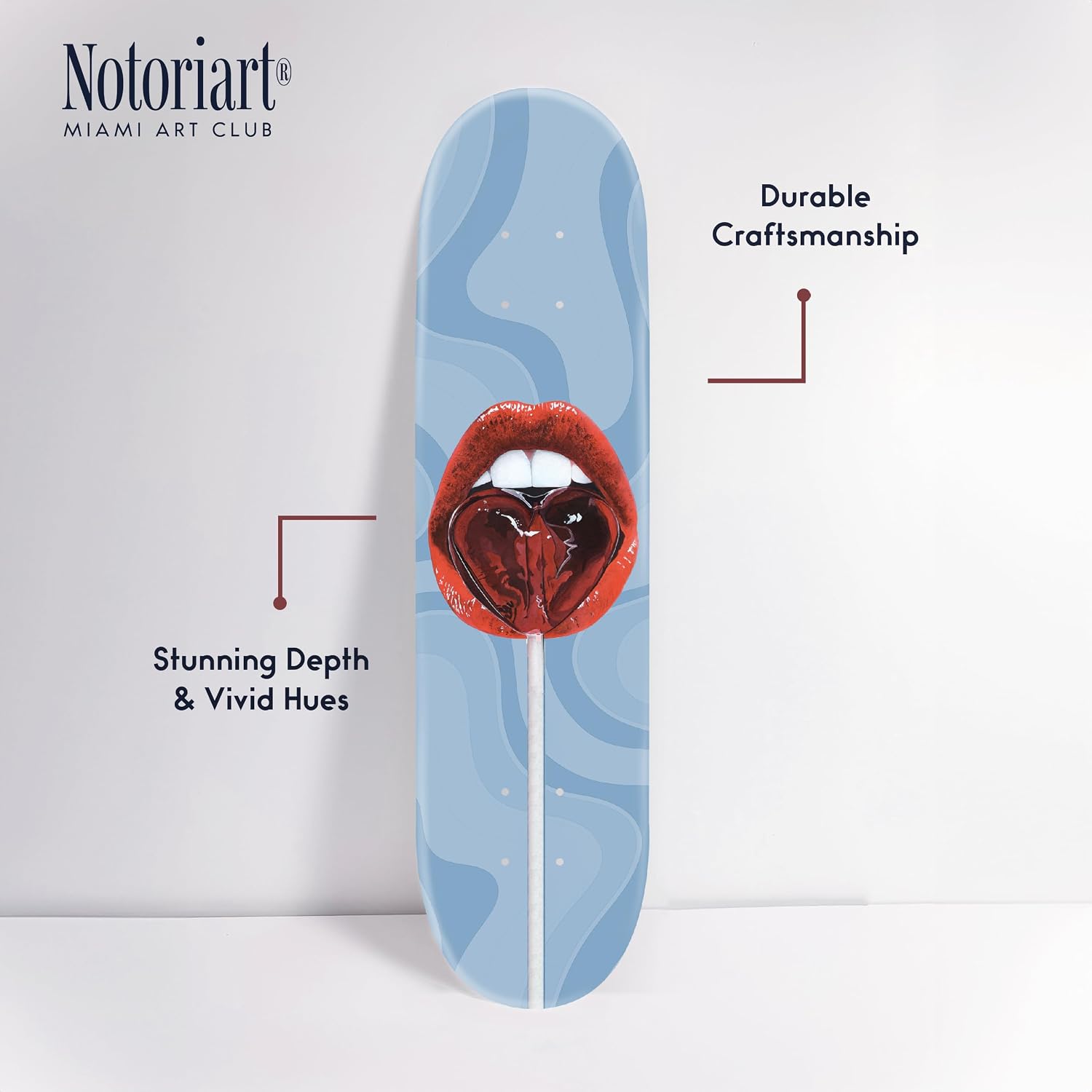 Trendy Pop Acrylic Wall Art Die-Cut Easy-to-Hang, 1 Panel 8' x 32', Lollipop Lips Skateboard