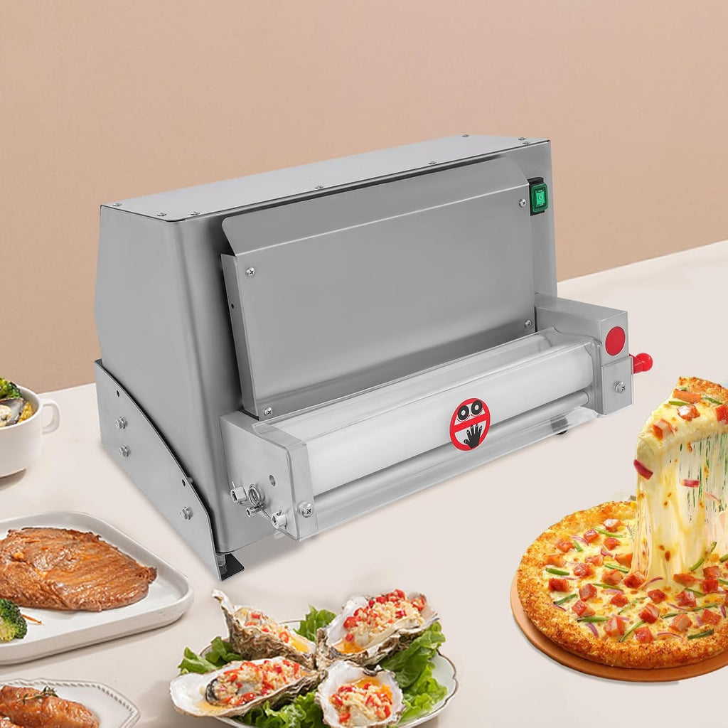 Electric Pizza Dough Roller Sheeter Machine, Automatic Commercial Pizza Press Making Machine 450W 110V Stainless Steel Pasta Maker Machine For Bakeries Pizzerias, Restaurants Kitchens (3-12in)