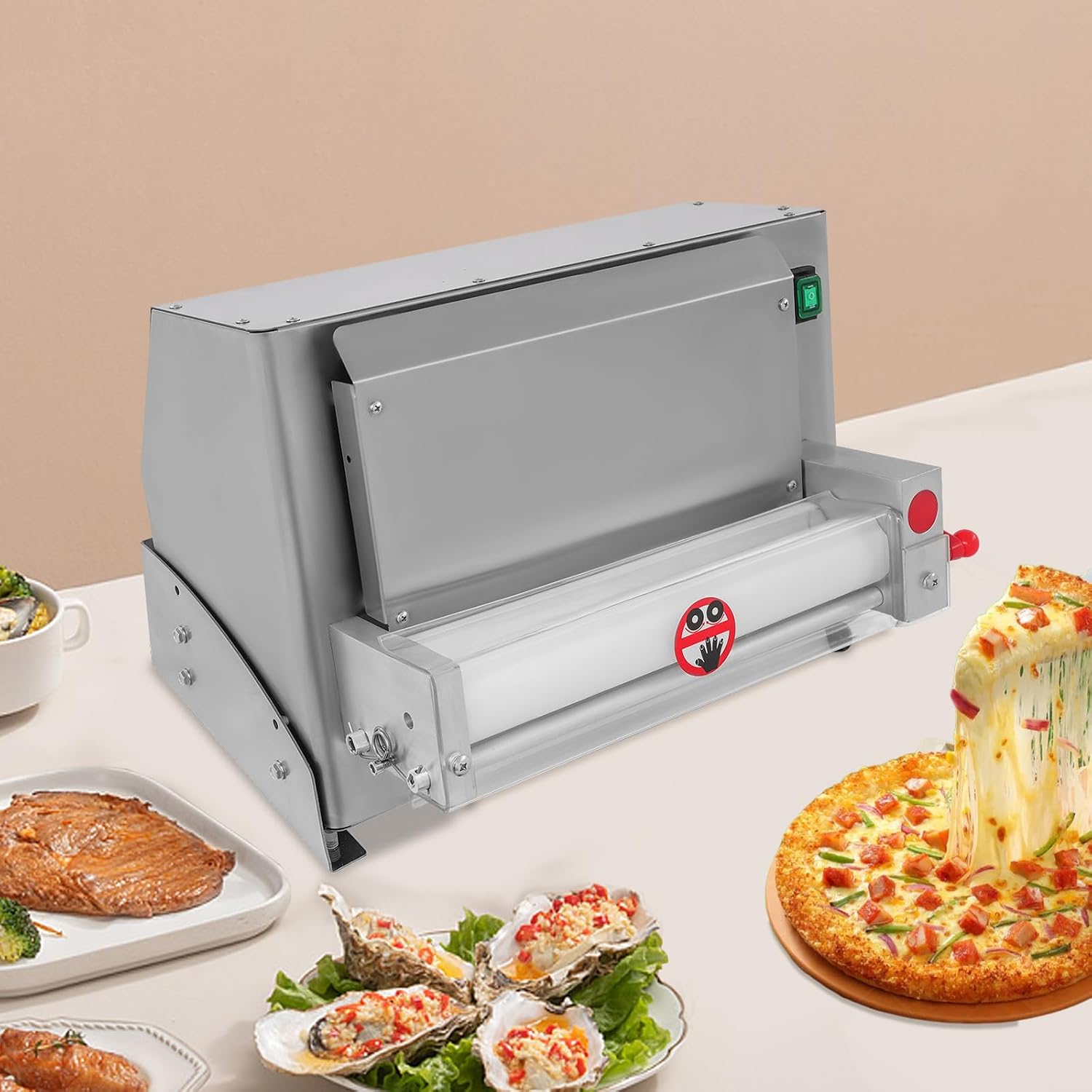 Electric Pizza Dough Roller Sheeter Machine, Automatic Commercial Pizza Press Making Machine 450W 110V Stainless Steel Pasta Maker Machine For Bakeries Pizzerias, Restaurants Kitchens (3-12in)