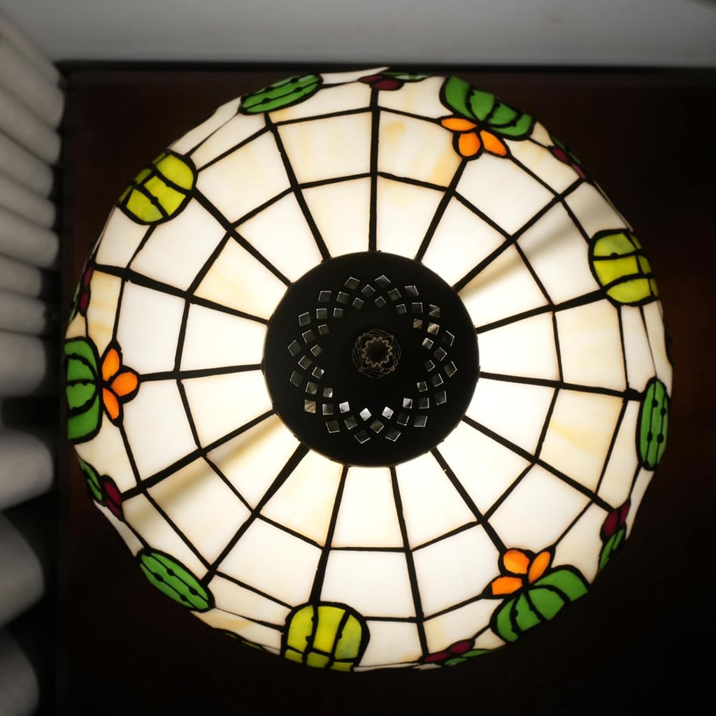 Tiffany Stained Glass Table Lamp Creative Cactus Style Unique Gift for Nature Enthusiasts Bedroom Bedlight Living Room Dining Room Office Desk Home Decor Table Lamp Atmosphere Light