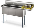 KoolMore 63 in. Three Compartment 18-Gauge Stainless-Steel NSF Commercial Kitchen Sink, Bowl Size 15x15x14, with Three Basins and Pre-Drilled Faucet Holes for Restaurants and Cafes (KM-SC151514-15R3)