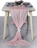 VDS 10ft Chiffon Table Runner 29x120 Inches Shimmer Sheer Centerpiece Cloth for Wedding Bridal Shower Birthday Graduation Engagement Ceremony Event Party Banquet Table Decoration (15 PC)(Blush Pink)