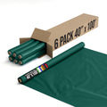 Exquisite Party Solids Dark Green Plastic Table Cover Roll Pack of 6, 40' X 100' Table Cloth Plastic Cover Roll - Premium Quality Thick 0.5 MIL Banquet Rolls - Disposable Tablecloth Rolls