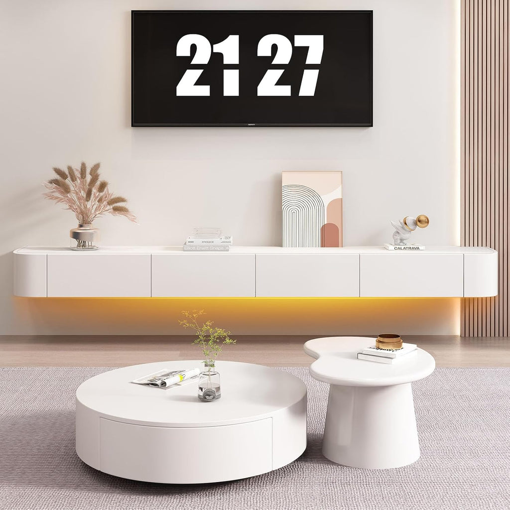Floating TV Stand Wall Mounted Floating Wall Mounted TV Console Floating TV Shelf Entertainment Center Media Console for Under TV for Living Room & Office