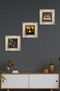 Stone Wall Art Set Framed Da Vinci's Last Supper, Virgin of the Rocks, Mona Lisa, Stone, White Color, Classic Theme, 3 Piece Set, Wall Decor - Multicolor, 20 cm