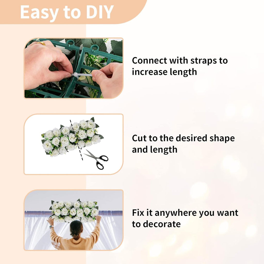 NUPTIO Wedding Floral Centerpieces for Tables - 6 Pcs 19.6in Long Spring Flower Arrangements Artificial Centerpiece, Elegant White Fake Rose Flowers Arrangement for Party Weddings Dining Table