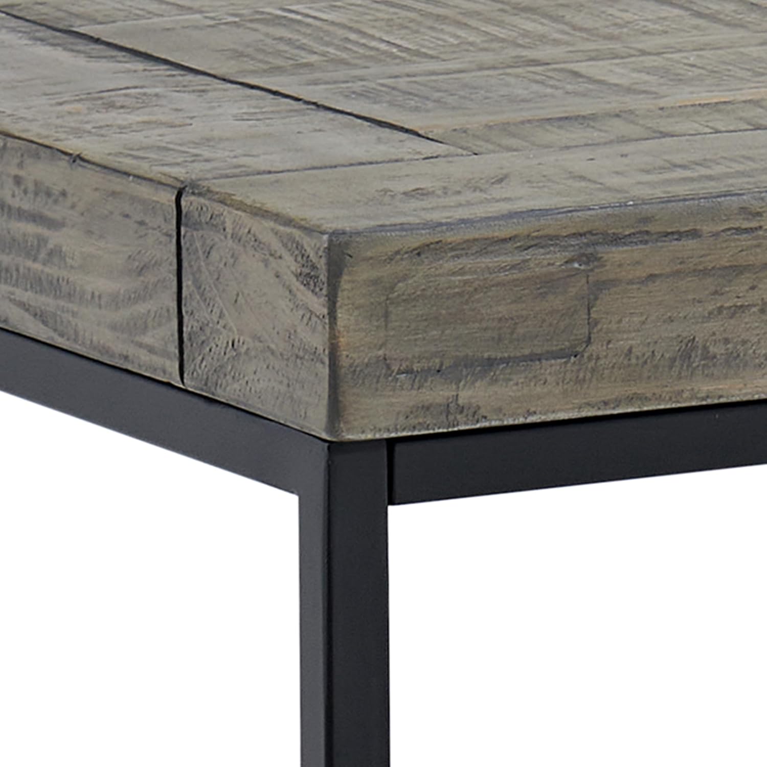 Alaterre Furniture End Table Set - Set of 2 Industrial Side Tables with Wood Tops and Metal Frames - for Living Room, Bedroom, or Dorm Room (Gray)