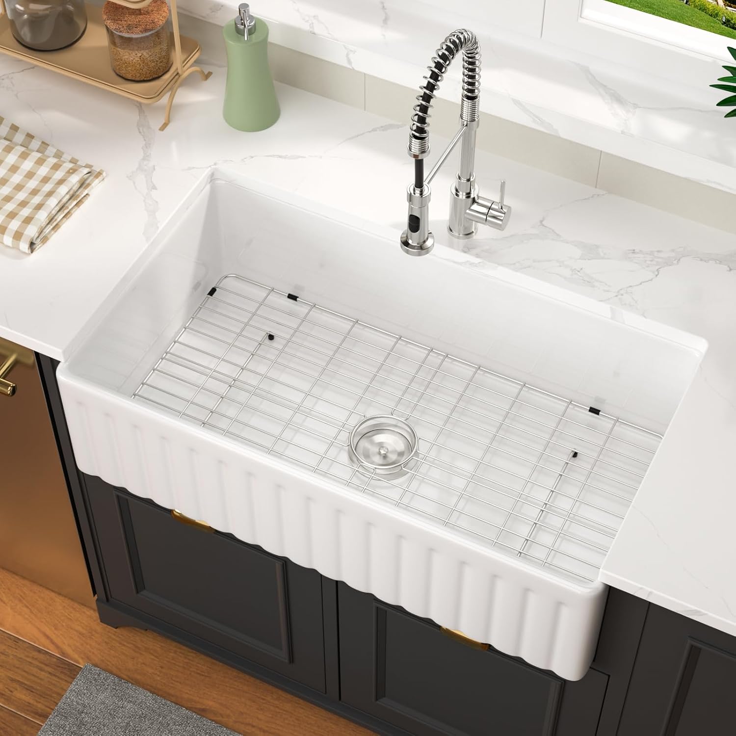 36 Large Farmhouse Sink 36x20x10 Inch White Farmhouse Kitchen Sink Fireclay Apron Front Single Bowl 10 Inch Deep Farm Barn Basin