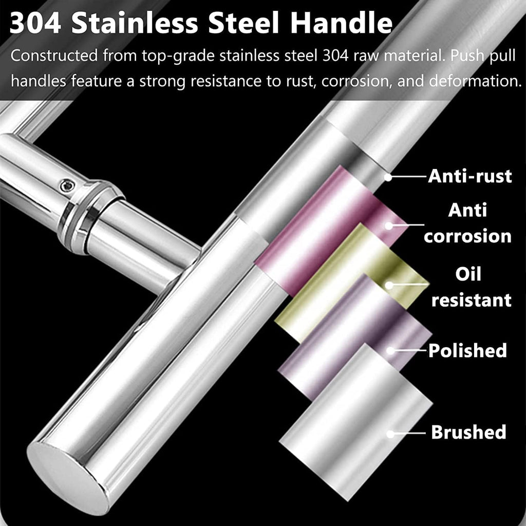 Door Pull Handle Round H Type,Indoor Outdoor Barn Door Handles Brushed Nickel Sliding Door with Screws, Rose Gold-Length 80cm(31.5inch)