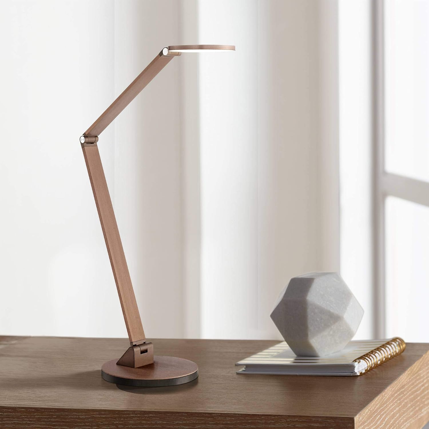 Possini Euro Design Magnum Modern Minimalist Desk Table Lamp LED Adjustable Arm Head 36' Tall French Bronze Brown Metal Decor for Living Room Bedroom House Bedside Nightstand Home Office Reading