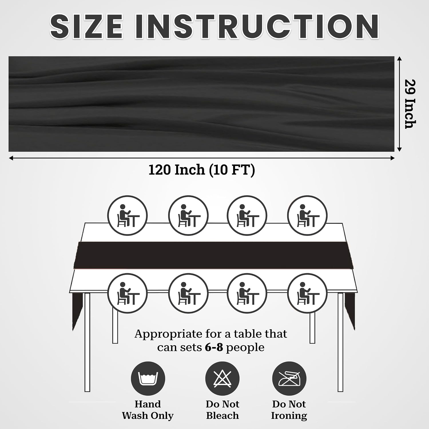 MDS Pack of 15 | Black |10ft Chiffon Table Runner 29x120 Inches Long Romantic Rustic Sheer Gauze Runner for Wedding Bridal Shower Birthday Banquets Engagement Spring Easter Boho Decorations