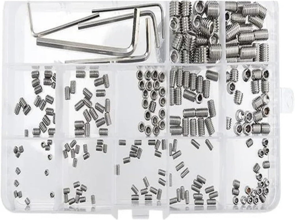 Exquisite 240pcs Hexagon Socket Set Screws Headless Assortment Kit 304 Stainless Steel M3 M4 M5 M6 M8 Concave End Machine Screw Durable
