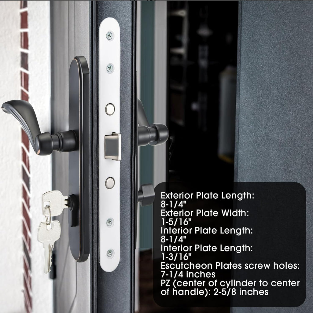 MaxxGeek Storm Door Handle Accessory Set fit Pella Storm Door Handle Replacement Part, with Key and Lock Cylinder (Oil-Rubbed Bronze)
