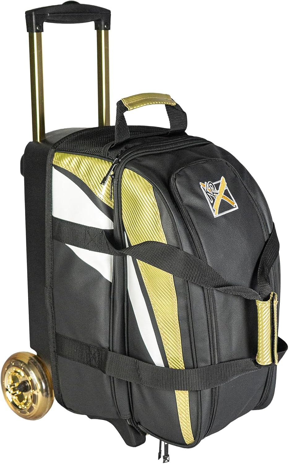 KR Strikeforce Cruiser Lux Double Bowling Ball Roller Bag with Upper Shoe Compartment and Side Accessory Pouch