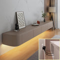 Floating TV Stand Large Floating TV Shelves Wall Mounted Multi Storage Compartment TV Media Console Floating TV Cabinet Bench Under TV Large Storage (Khaki with Led, 47.2 * 7.9 * 9.4 in)