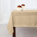Solino Home Beige Linen Tablecloth 60 x 120 Inch - Classic Hemstitch, 100% Pure Linen Rectangular Tablecloth - Machine Washable Table Cloth for Summer