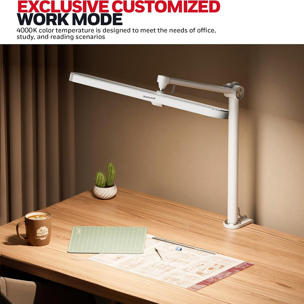 Honeywell LED Desk Lamp with Clamp - 05B02 Touch Control Sunturalux Natural Light Clip On Desk Light 4000K 1300LM Dimmable Eye Caring Table Lamp Full Metal Desk Lamps for Home Office