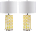 Safavieh Lighting Collection Quatrefoil Yellow Table Lamp, Set of 2