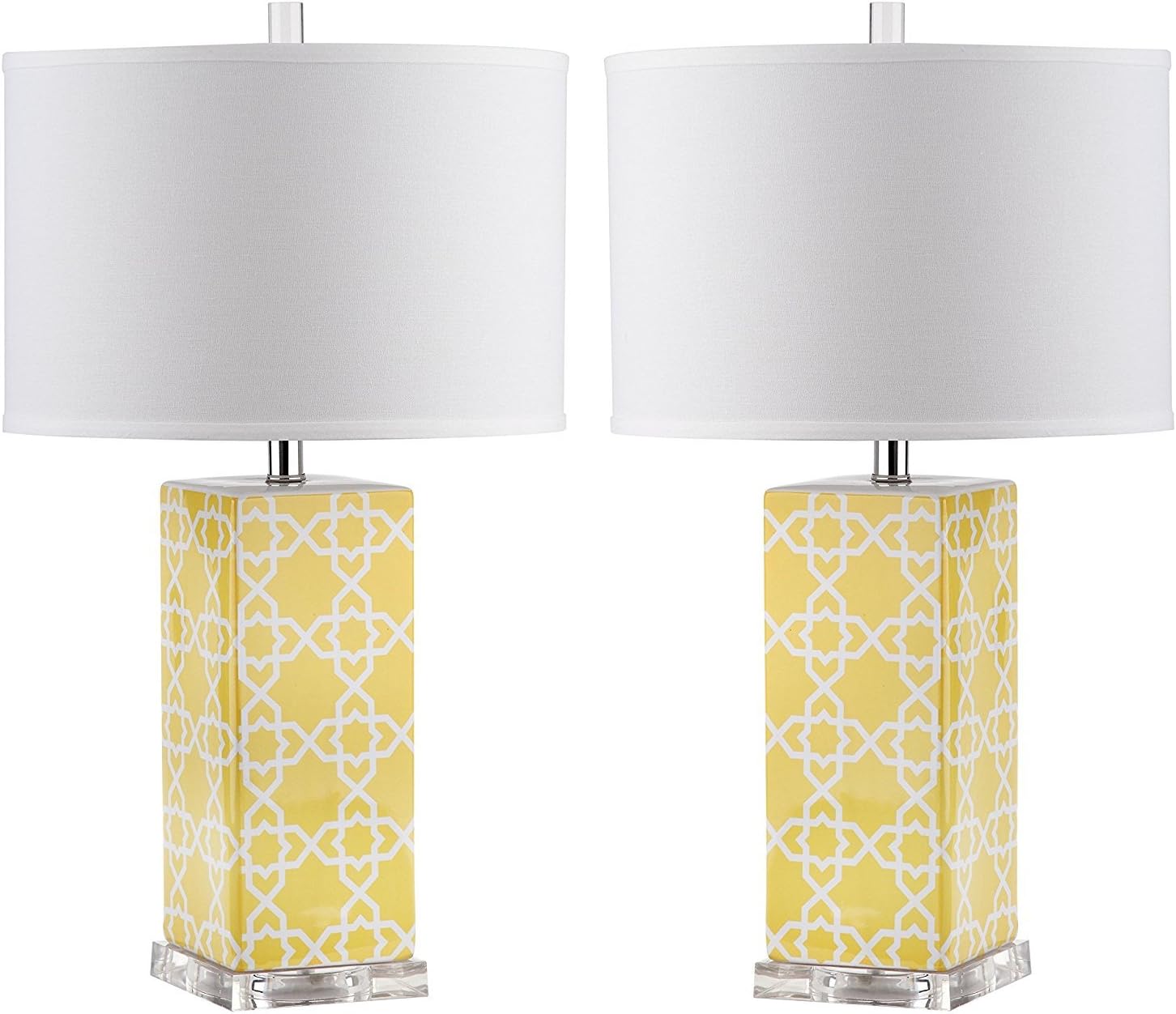 Safavieh Lighting Collection Quatrefoil Yellow Table Lamp, Set of 2