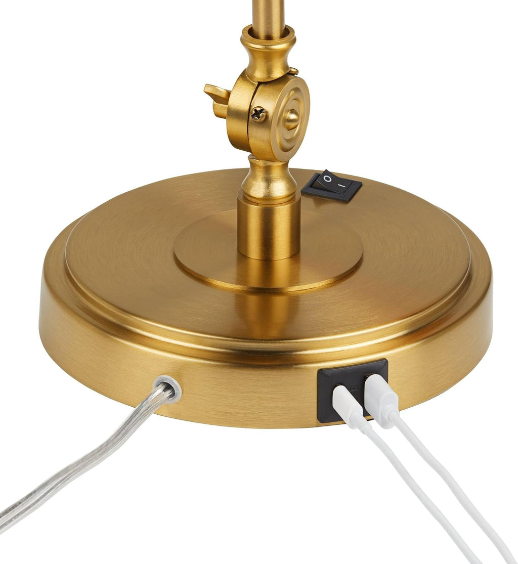 360 Lighting Wray 26 3/4' High Modern Desk Lamp with USB Charging Ports A+C Warm Brass Gold Metal Adjustable Arm Head for Bedroom Living Room House Bedside Home Office Reading Family