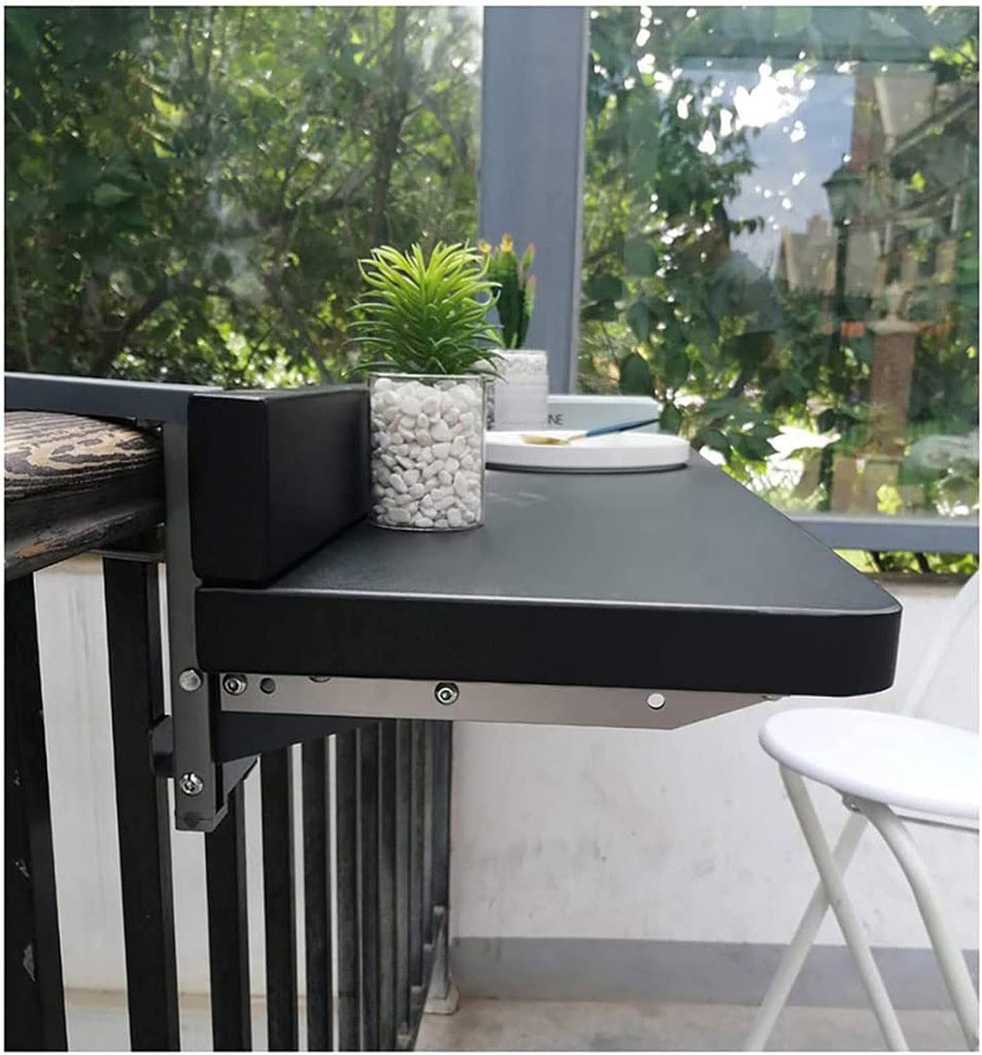 Outdoor Side Tables Balcony Table Floating Shelves Balcony Hanging Table with Adjustable Height Portable Balcony Bar Table for Railings Outdoor Wall-Mounted Floating Desks for Small Spaces