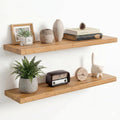36'x9.2' Elm Floating Shelves for Wall, Flat Edge, Natural, 2-Pack | 1.4' Thick Reclaimed Wood Shelves with Invisible Bracket for Living Room, Bedroom, Kitchen & Bathroom Storage