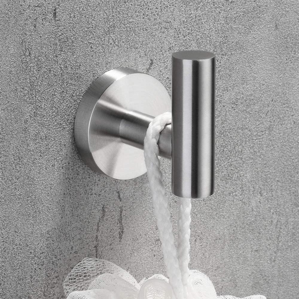 Round Bathroom Accessories Stainless Steel Brushed Toilet Paper Holder Towel Ring Robe Hook Towel Rail Bar Bathroom Hardware,3 Piece Set