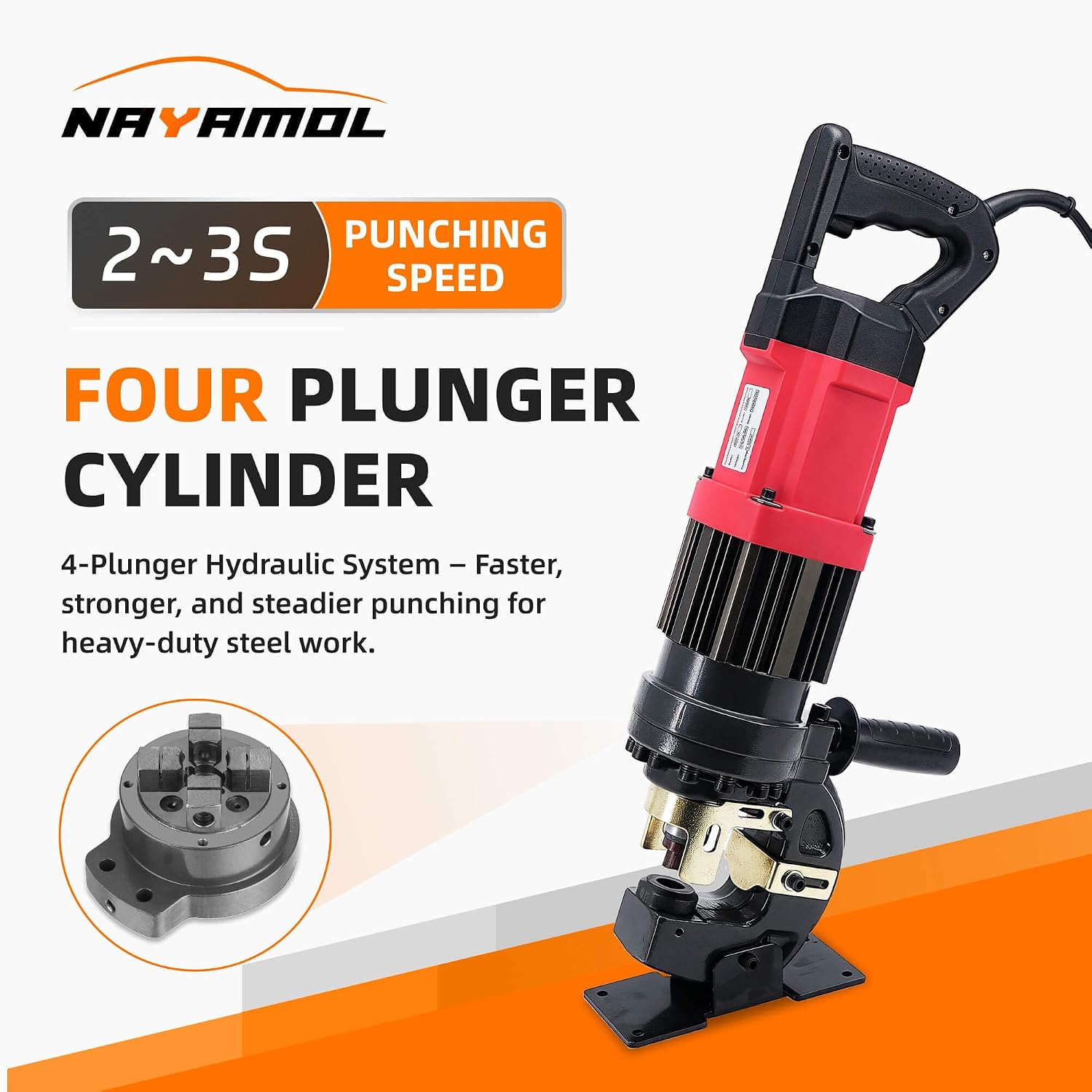 1400W Electric Hydraulic Hole Puncher, 22T Heavy Duty Metal Punching Machine Steel Hole Puncher MHP-20 with 5 Dies Φ1/4' 3/8' 1/2' 11/16' 13/16'- 110V Portable Hydraulic Hole Punch for Steel