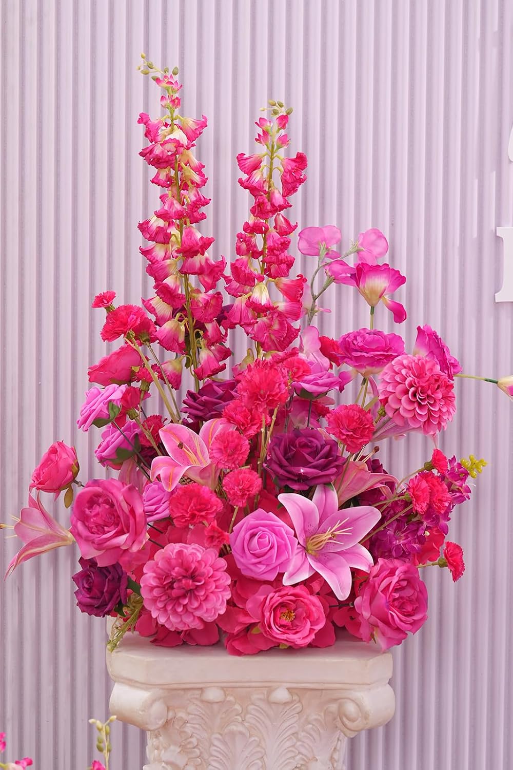 2pcs 19inch Hot Pink Free Standing Flowers Ball Bouquet Artificial Rose Arrangements Balls for Wedding Centerpieces Tables Chair Aisle Runner Flowers Decoration
