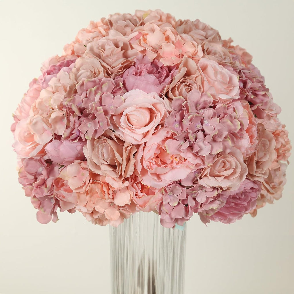 Efavormart 20 inch Blush Pre-Arranged Artificial Rose Flower Ball, Large High-Density Silk Rose Centerpiece Arrangement for Grand Wedding Staging and Floor Vases