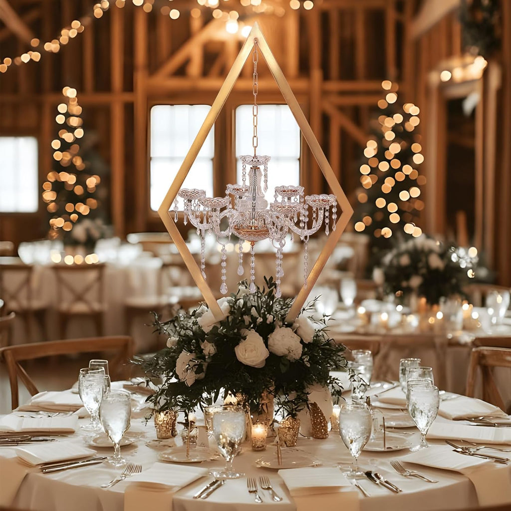 Stunning 2PCS Diamond Candle Holders | Modern Metal Wedding Centerpiece with European Style for Romantic Dining Table Decor, Party & Home