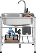 Free Standing Sink | Utility Prep Sinks | Single Bowl Sink | 1 Compartment Commercial Kitchen Sink | Extra-Deep Laundry Tub | Heavy Duty Slop Sinks | 28x18.5x29.5inch