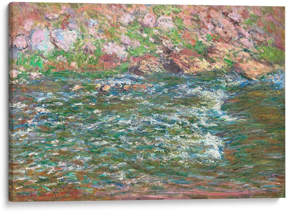 Canvas Lab | Rapids on the Petite Creuse at Fresselines by Claude Monet | 30 x 20 in | Canvas Print Wall Art | Classical art, Impressionism, Modern art, Scenery, Nature, Rustic