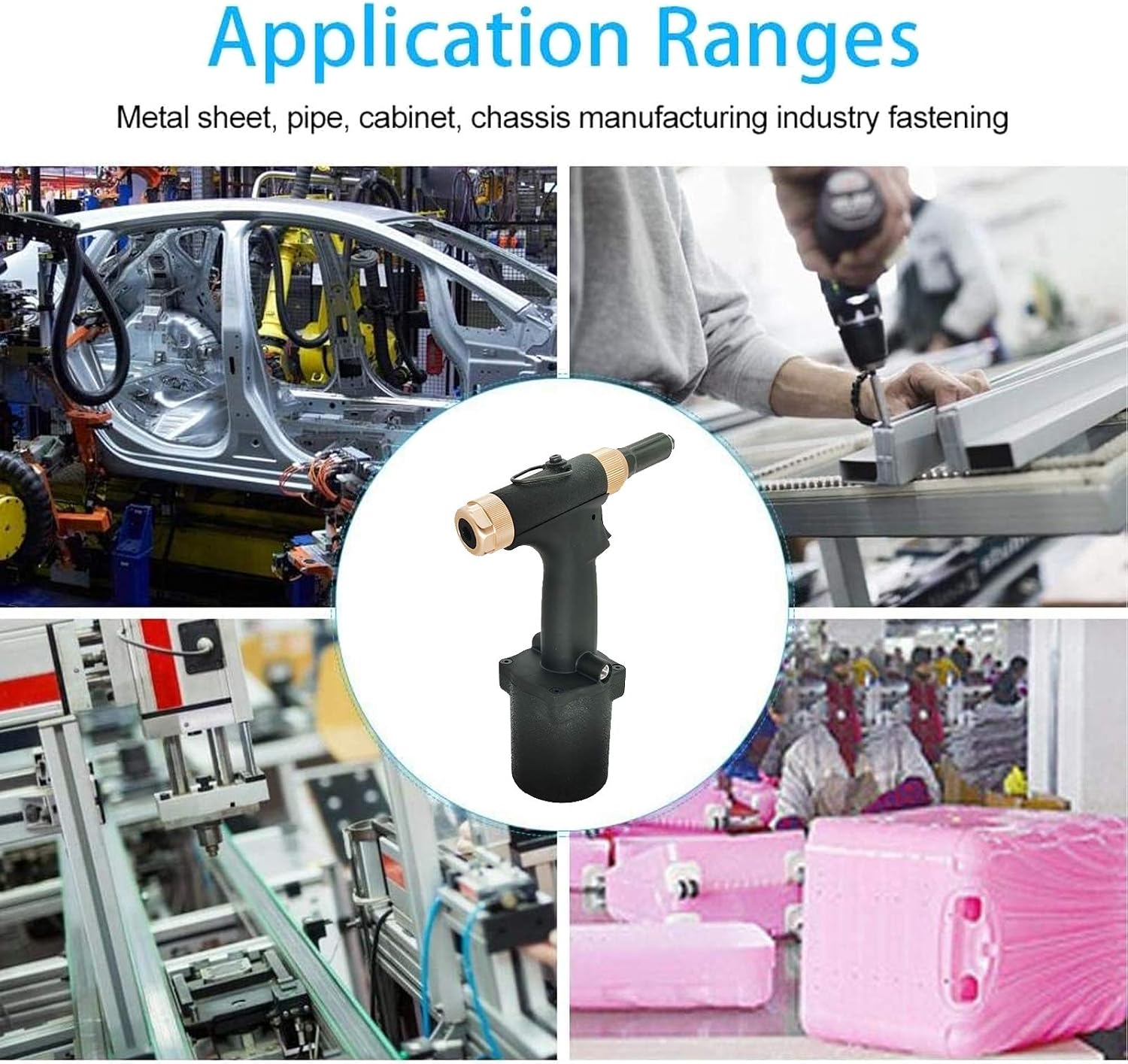 Air Hydraulic Riveter,Removable Insert Nut Tool,Pop Pneumatic Riveting Gun Rivet Tool w/Nose Pieces,for Steel/Aluminum Rivets